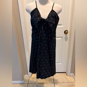 Yves Saint Laurent Black Chemise with Red Floral Accents